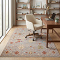 Luxurious Hand-Knotted Oushak Rug in a home office