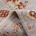 Luxurious Hand-Knotted Oushak Rug, folded corner showing the back