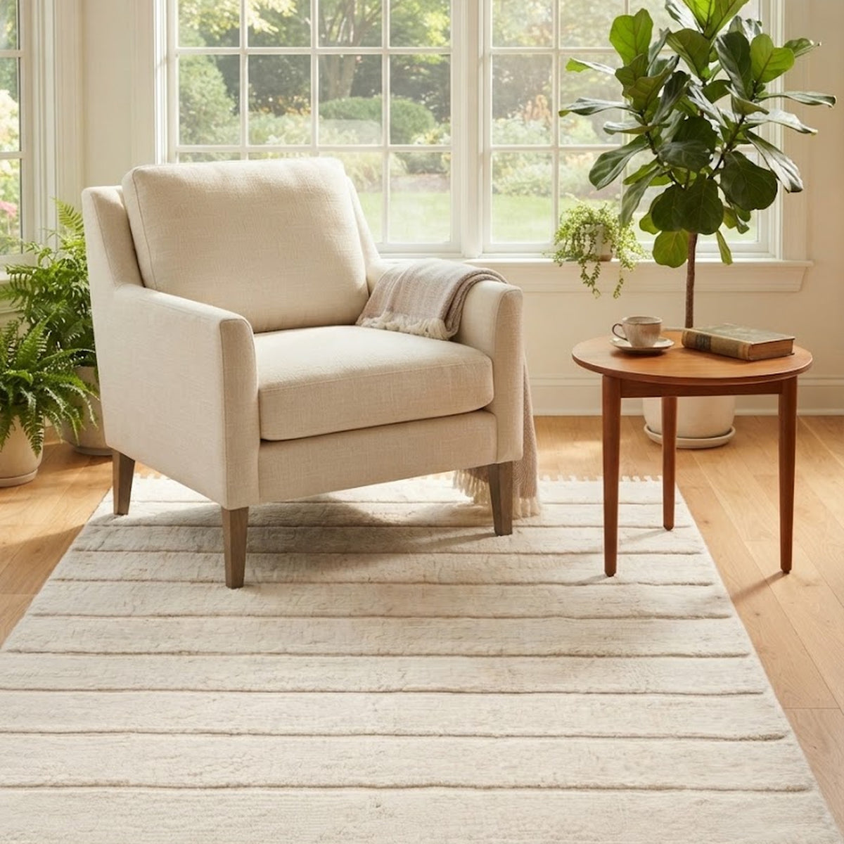 Luxurious Shag Rug - Plush and Cozy in a reading nook