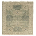 Mamluk Grey Ivory Vintage Hand knotted Rug, full view on a white background