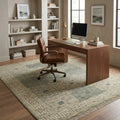 Mamluk Grey Ivory Vintage Hand knotted Rug in a home office