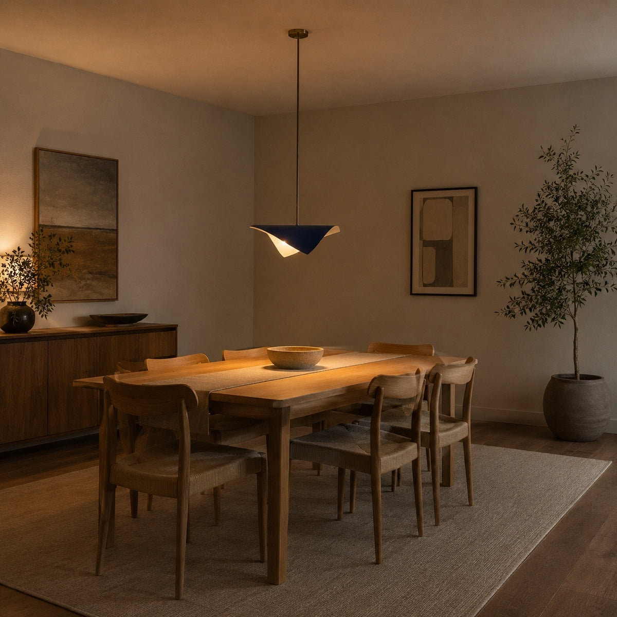 Mid-Century Brass Sputnik Chandelier | 4-Light Orb Fixture in a room