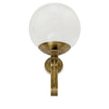 Mid-Century Brass Wall Sconce with Glass Globe in antique brass