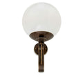 Mid-Century Brass Wall Sconce with Glass Globe in blackened brass