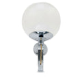 Mid-Century Brass Wall Sconce with Glass Globe in polished chrome