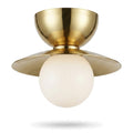 Mid-Century Double Flush Mount Brass Ceiling Lamp – 1950s Italian Style in polished brass