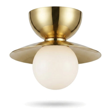 Mid-Century Double Flush Mount Brass Ceiling Lamp – 1950s Italian Style in polished brass