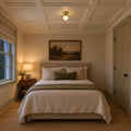 Mid-Century Double Flush Mount Brass Ceiling Lamp – 1950s Italian Style in a room