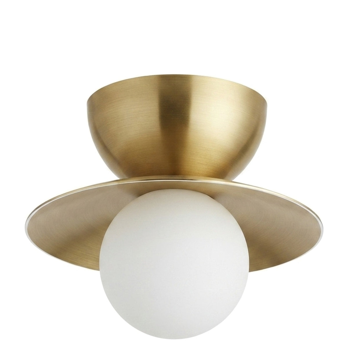 Mid-Century Double Flush Mount Brass Ceiling Lamp – 1950s Italian Style in brushed brass