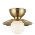 Mid-Century Double Flush Mount Brass Ceiling Lamp – 1950s Italian Style in raw brass