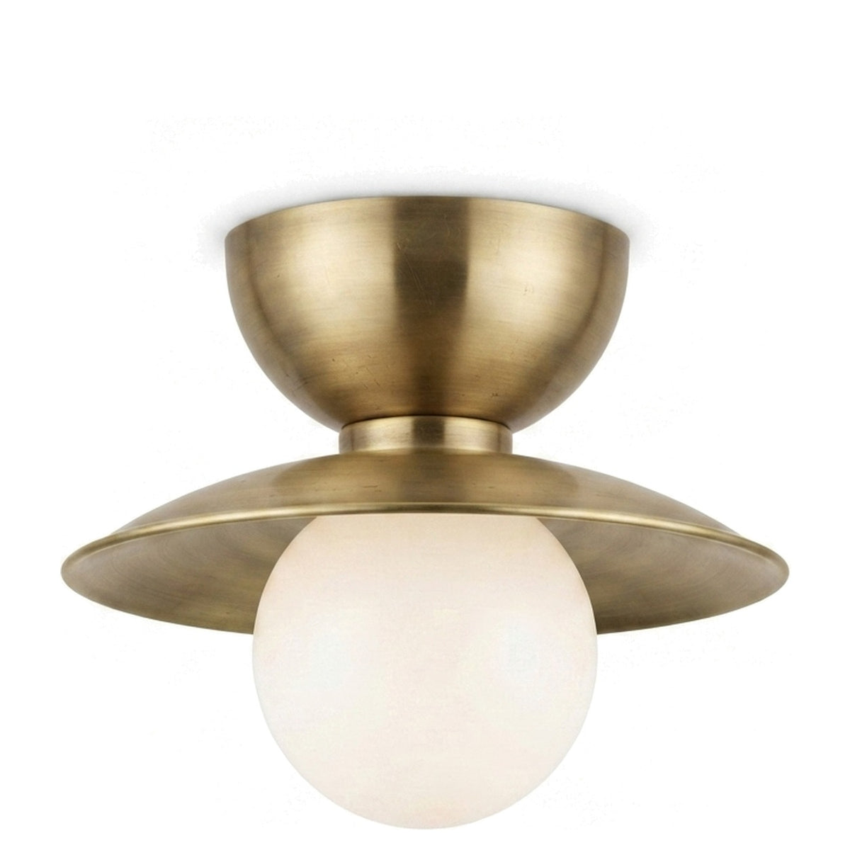 Mid-Century Double Flush Mount Brass Ceiling Lamp – 1950s Italian Style in raw brass