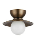 Mid-Century Double Flush Mount Brass Ceiling Lamp – 1950s Italian Style in antique brass