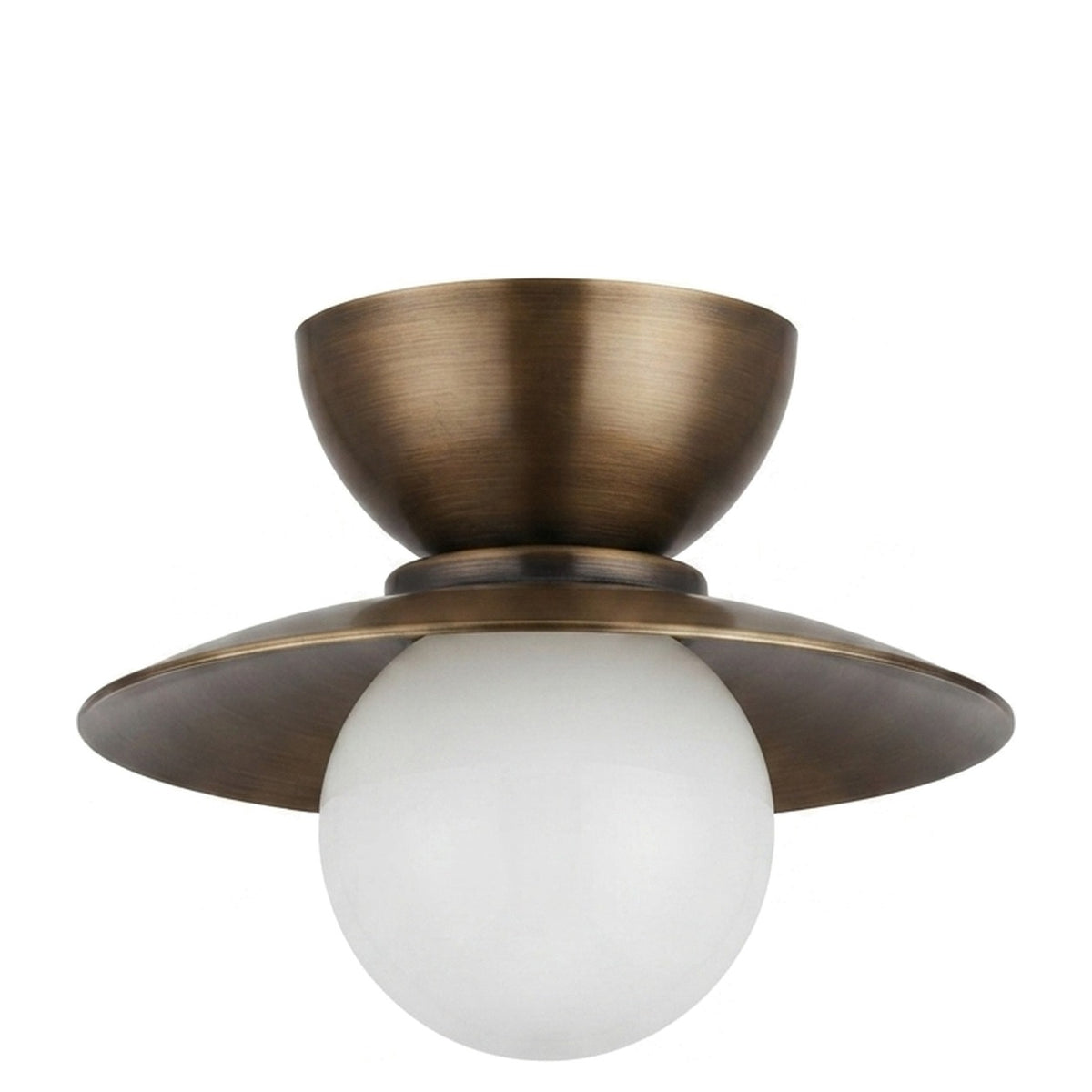 Mid-Century Double Flush Mount Brass Ceiling Lamp – 1950s Italian Style in antique brass