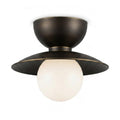 Mid-Century Double Flush Mount Brass Ceiling Lamp – 1950s Italian Style in blackened brass