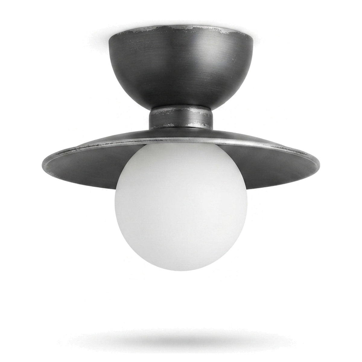 Mid-Century Double Flush Mount Brass Ceiling Lamp – 1950s Italian Style in antique black