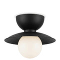 Mid-Century Double Flush Mount Brass Ceiling Lamp – 1950s Italian Style in matt black