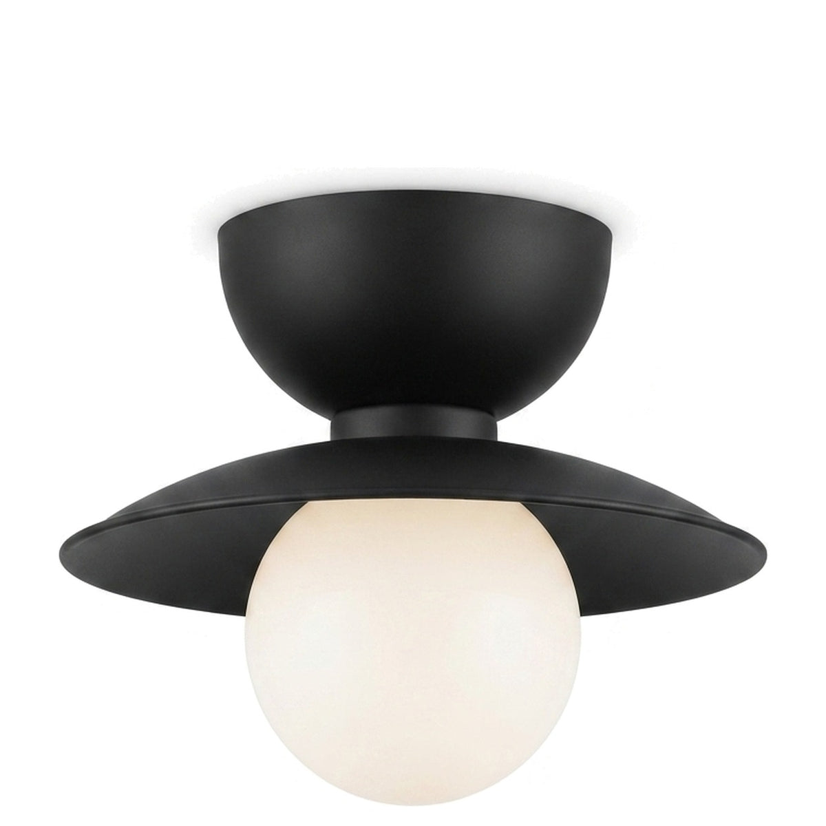 Mid-Century Double Flush Mount Brass Ceiling Lamp – 1950s Italian Style in matt black
