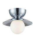 Mid-Century Double Flush Mount Brass Ceiling Lamp – 1950s Italian Style in polished chrome