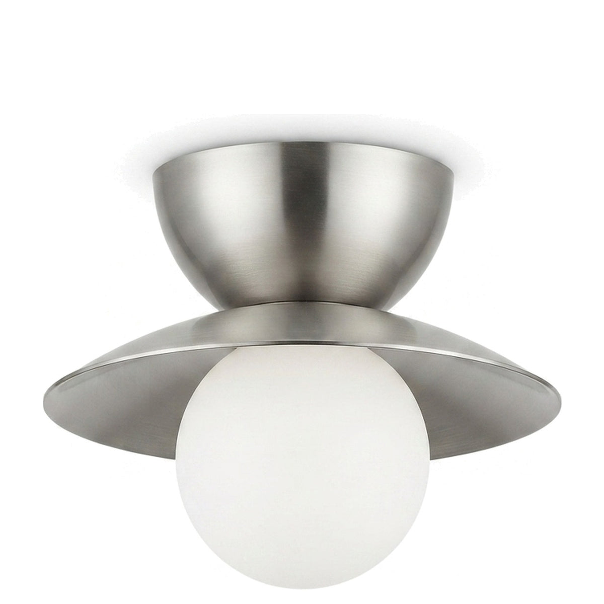 Mid-Century Double Flush Mount Brass Ceiling Lamp – 1950s Italian Style in brushed chrome