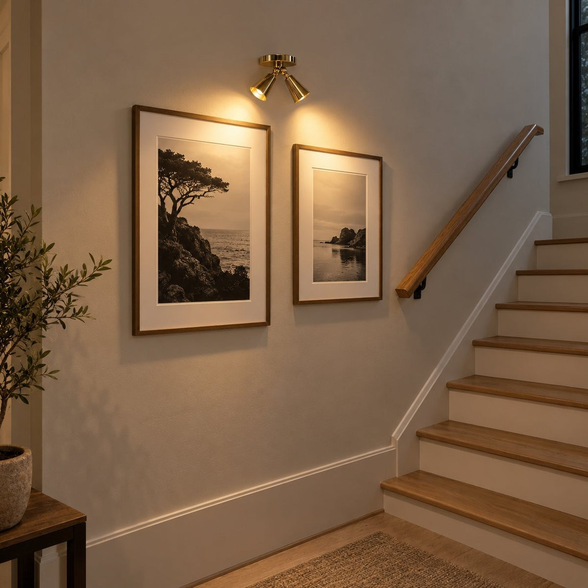 Mid-Century Italian Style Brass Wall Sconce – Dual Spotlight Design in a room