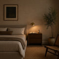 Mid-Century Modern Brass Wall Sconce – One-Light Fixture in a room