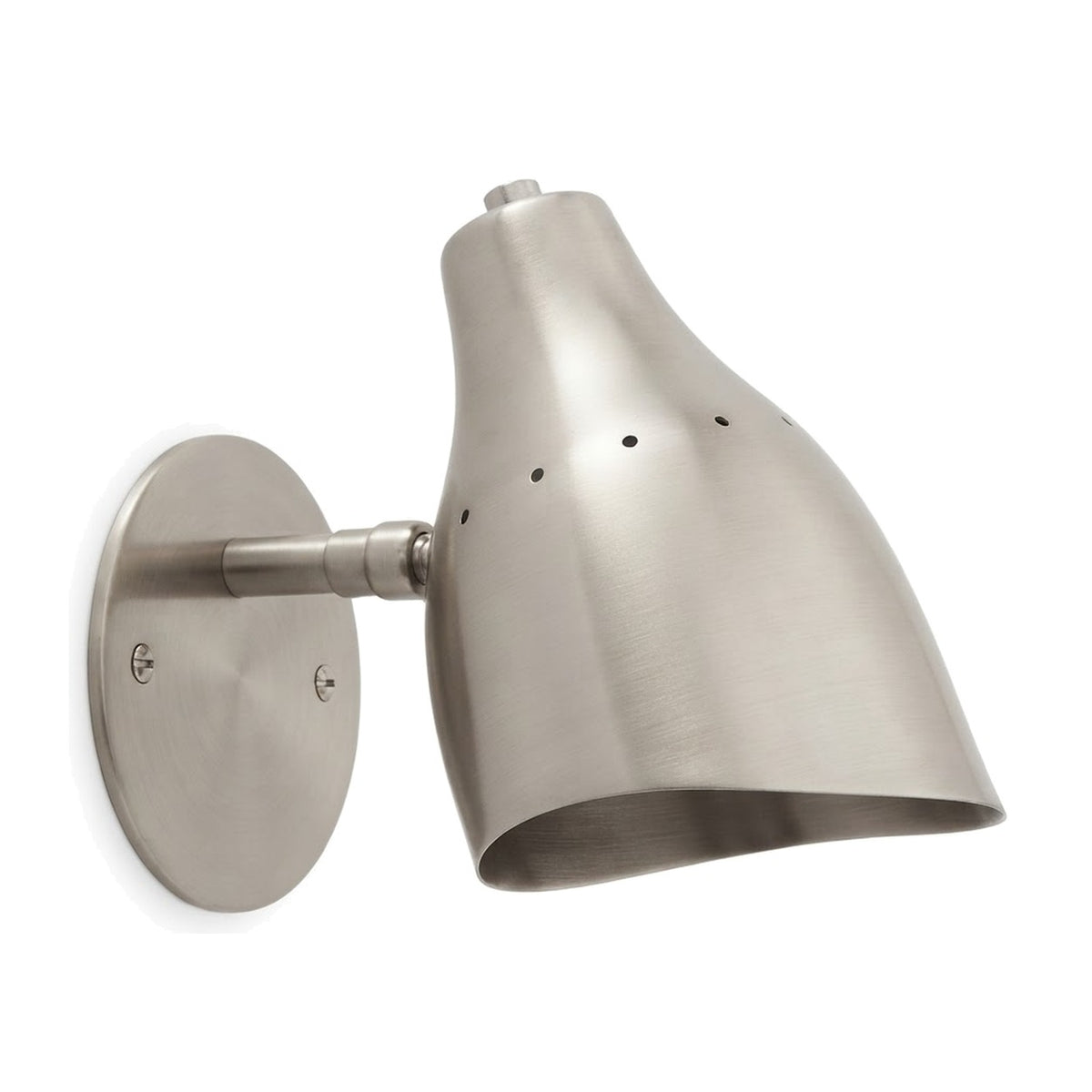 Mid-Century Modern Brass Wall Sconce – One-Light Fixture in brushed chrome
