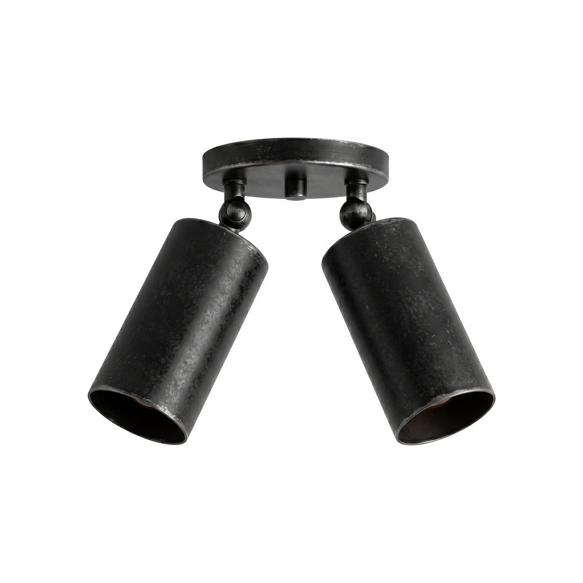 Mid-Century Wall Sconce, 1950s Italian style brass twin-spot light fixture in Antique Black, on a white background
