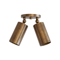 Mid-Century Wall Sconce, 1950s Italian style brass twin-spot light fixture in Antique Brass, on a white background