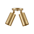 Mid-Century Wall Sconce, 1950s Italian style brass twin-spot light fixture in Brushed Brass, on a white background