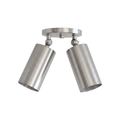 Mid-Century Wall Sconce, 1950s Italian style brass twin-spot light fixture in Brushed Chrome, on a white background