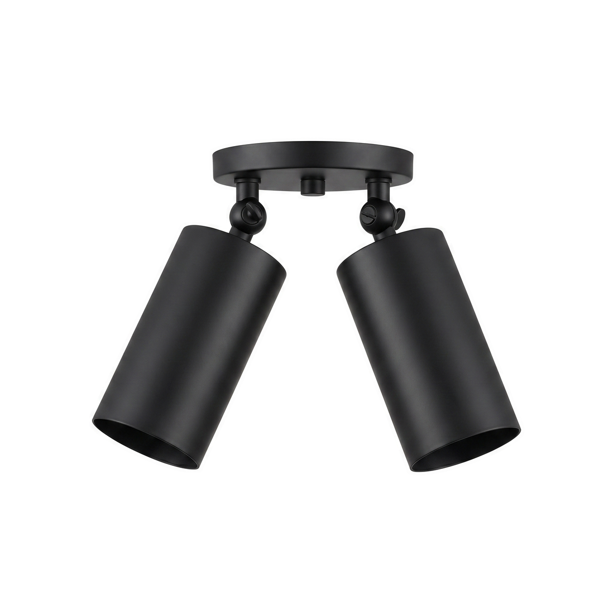 Mid-Century Wall Sconce, 1950s Italian style brass twin-spot light fixture in Matte Black, on a white background
