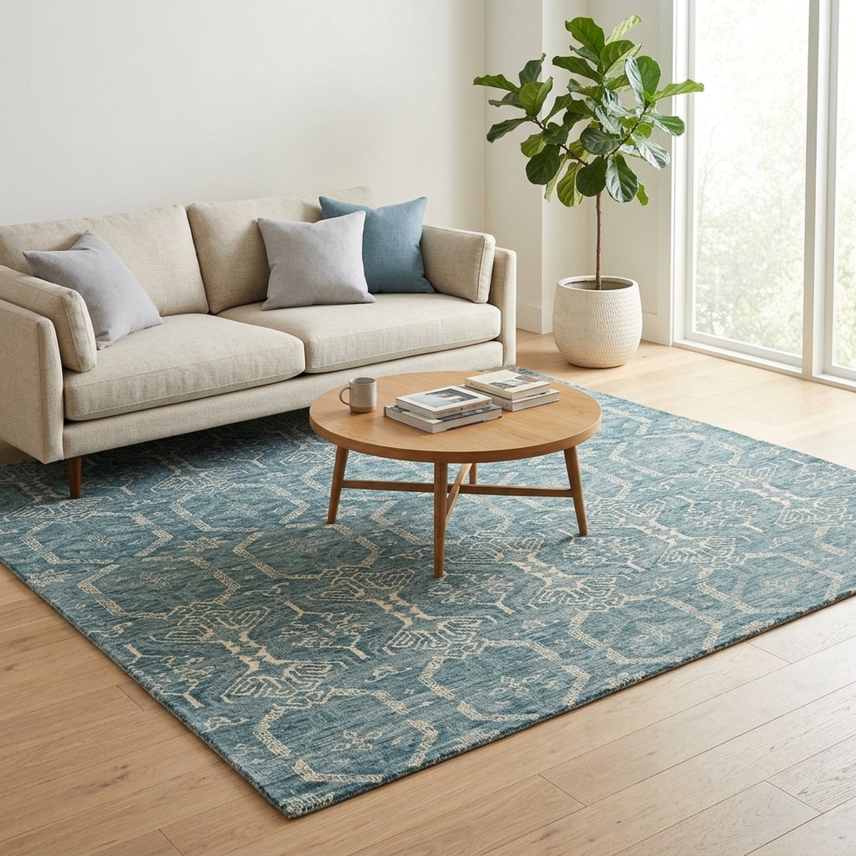 Mika Vintage Transitional Rug in a living room