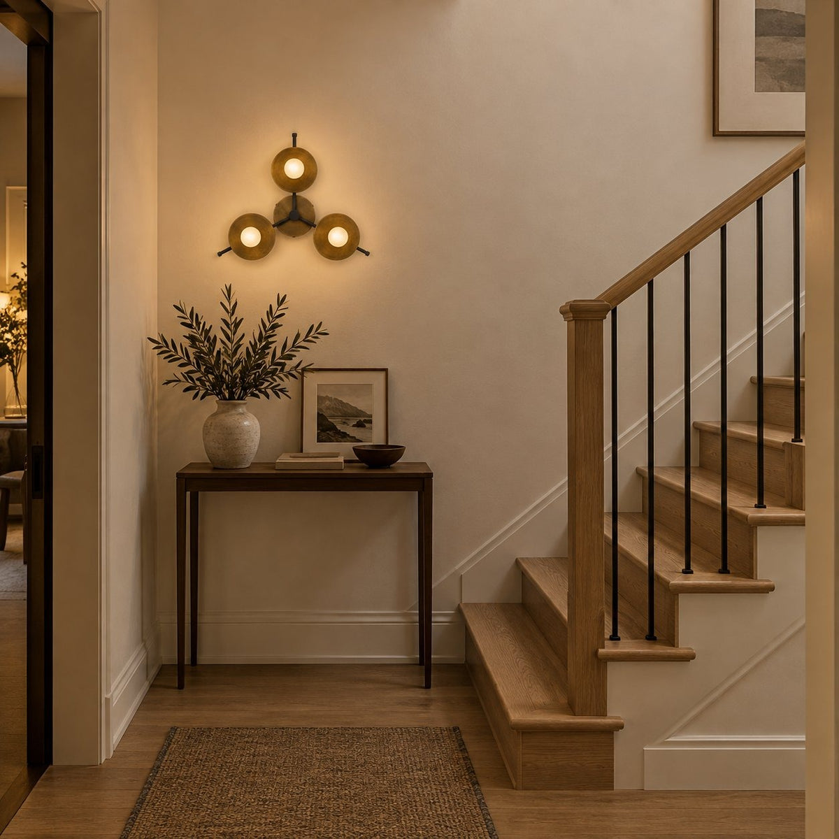 Minimalist Geometric Ceiling Light in a room