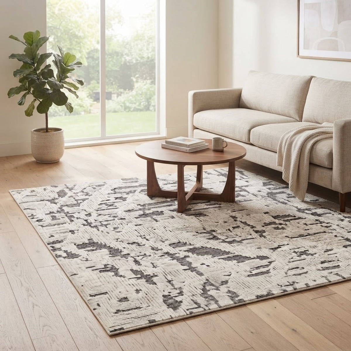 Minimalist Pattern Rug in a living room