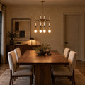 Modern 4-Light Sputnik Chandelier with Marble and Leather in a room