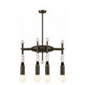 Modern 4-Light Sputnik Chandelier with Marble and Leather in antique black