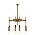 Modern 4-Light Sputnik Chandelier with Marble and Leather in matt black