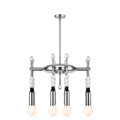 Modern 4-Light Sputnik Chandelier with Marble and Leather in polished chrome
