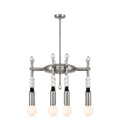 Modern 4-Light Sputnik Chandelier with Marble and Leather in brushed chrome