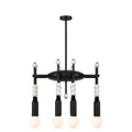 Modern 4-Light Sputnik Chandelier with Marble and Leather in matt black