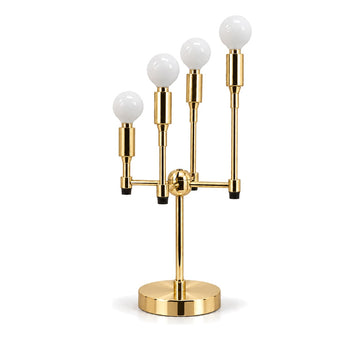 Modern 4-Light Table Lamp with Rotary Switch – Mid Century Style in polished brass