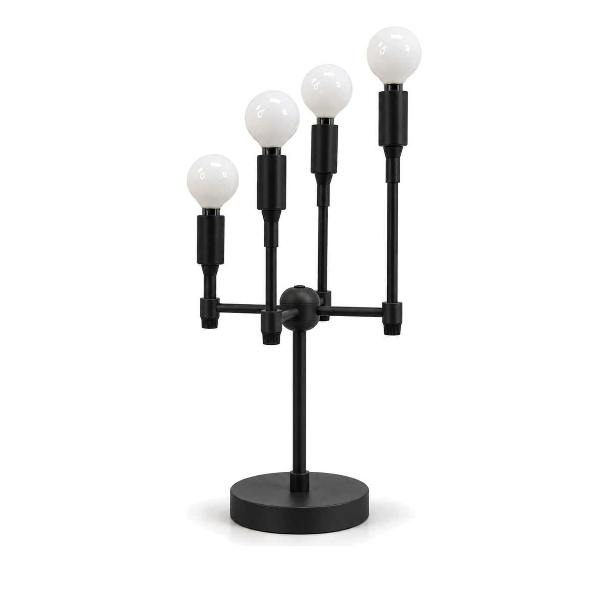 Modern 4-Light Table Lamp with Rotary Switch – Mid Century Style in matt black