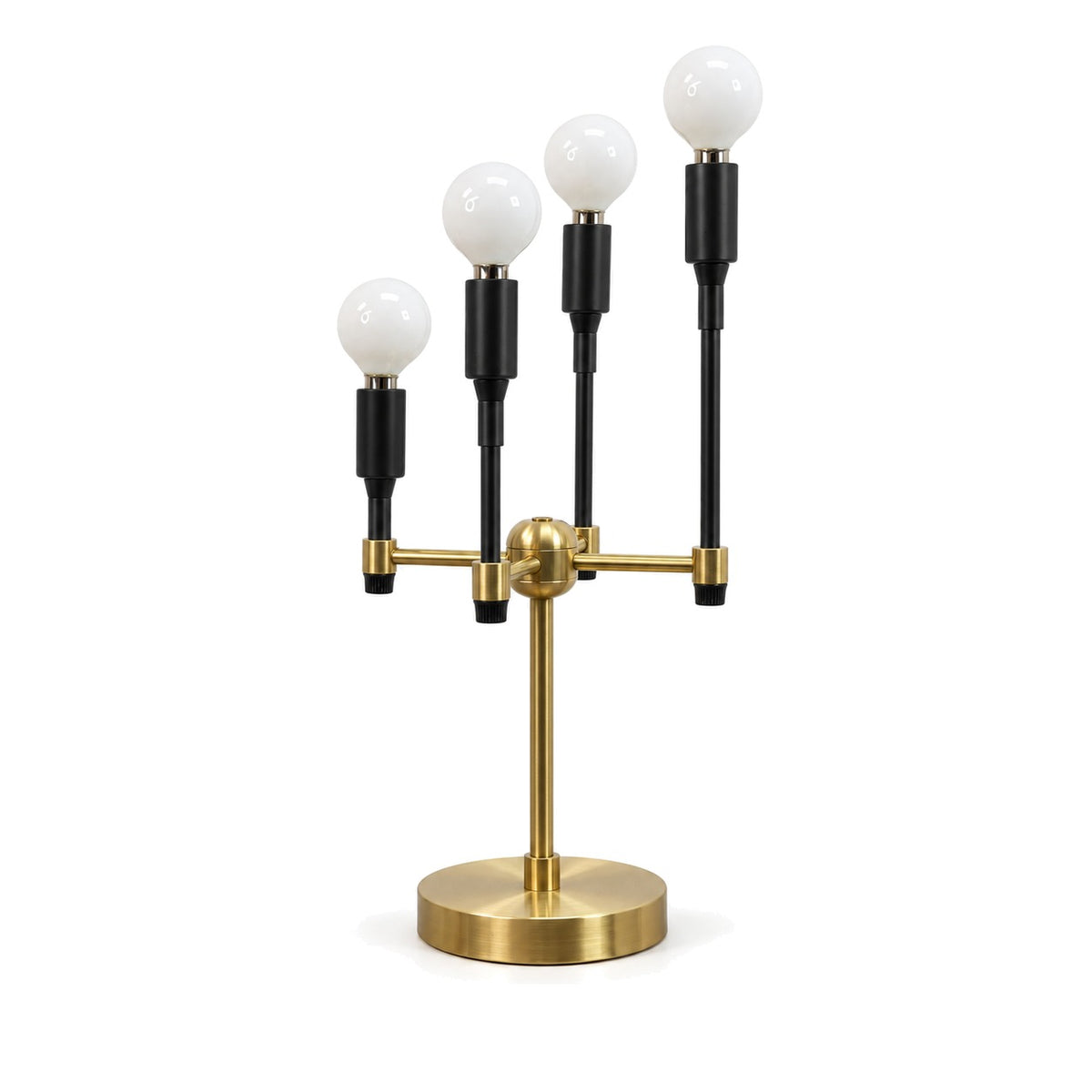 Modern 4-Light Table Lamp with Rotary Switch – Mid Century Style in black and brass