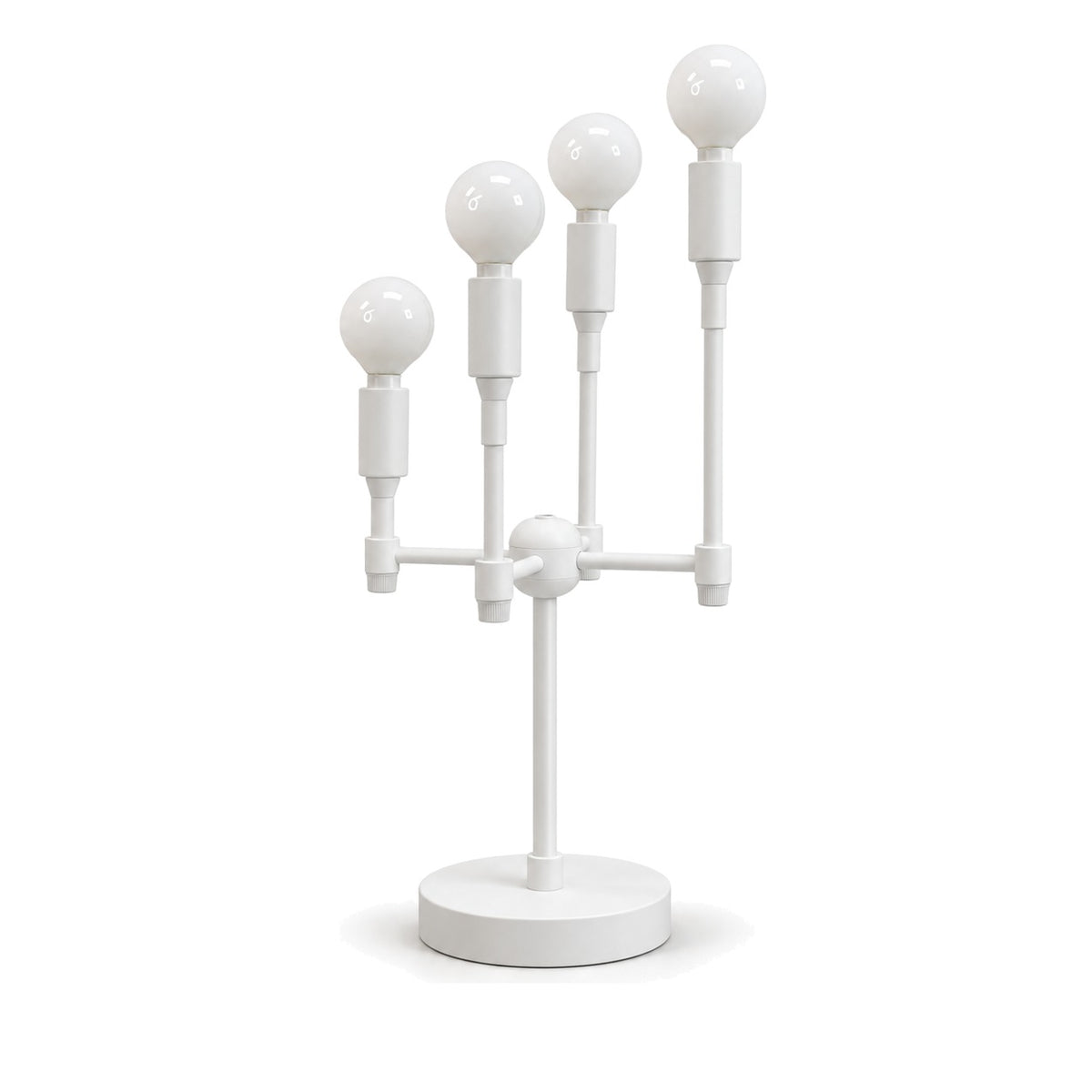 Modern 4-Light Table Lamp with Rotary Switch – Mid Century Style in matte white
