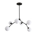 Modern Brass Chandelier with Hand-Blown Opal Glass Shades in antique black