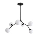 Modern Brass Chandelier with Hand-Blown Opal Glass Shades in matt black