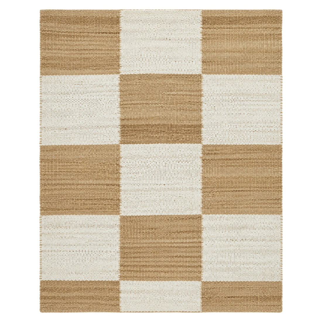 Modern Checkered Jute Area Rug - Perfect for Living Room & Bedroom, full view on a white background