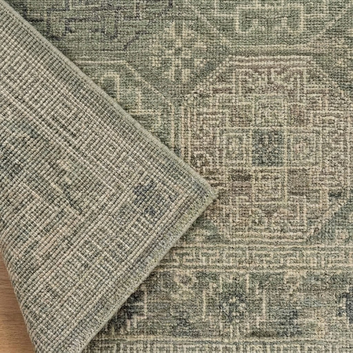 Modern Hand-Knotted Mamluk Royal Rug, folded corner showing the back