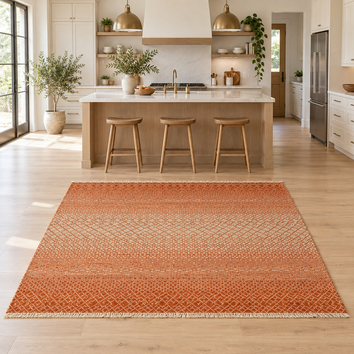 Montauk Gabbeh Area Oversize Hallway Rug in a kitchen