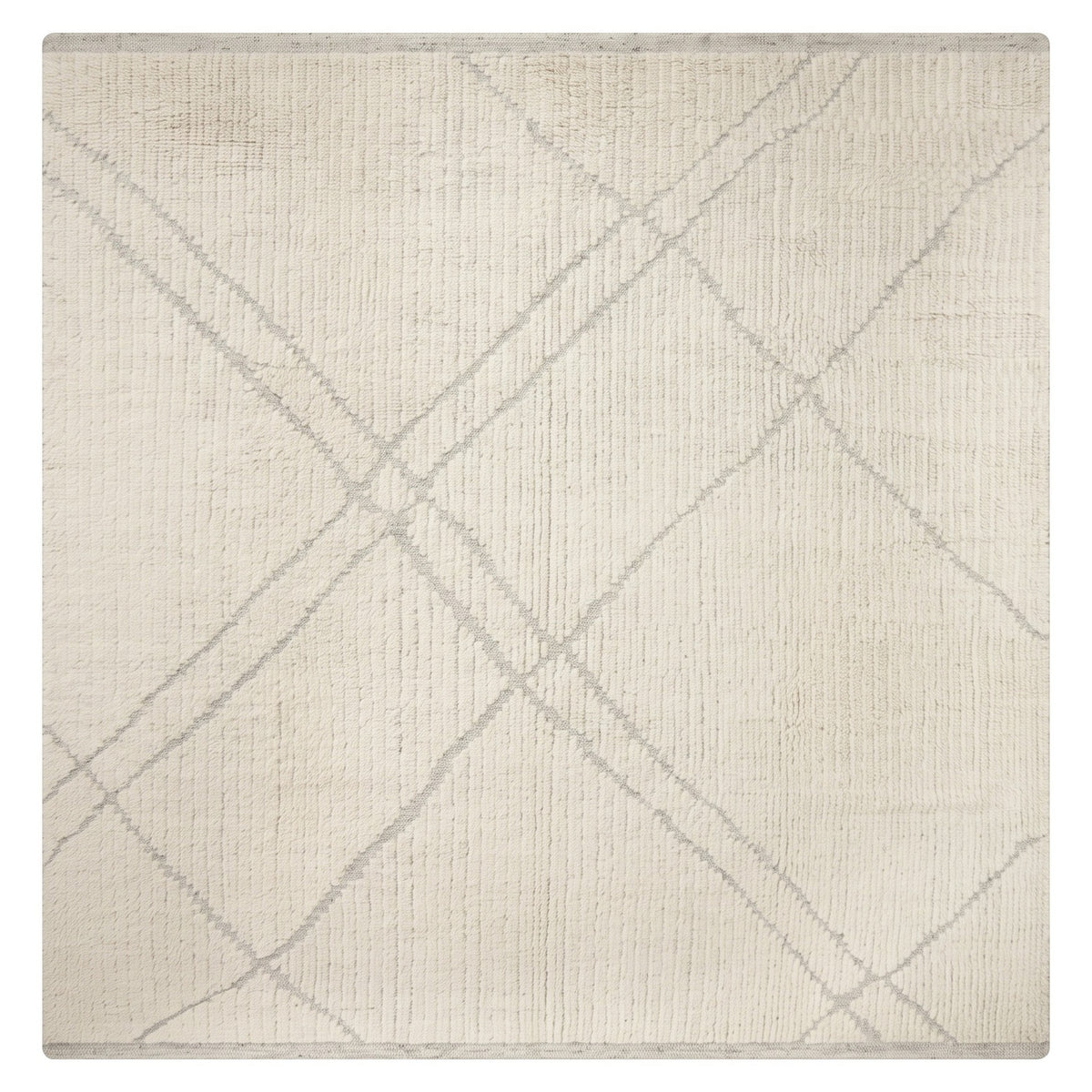 Moroccan Ribbed Grey Ivory Rug, full view on a white background